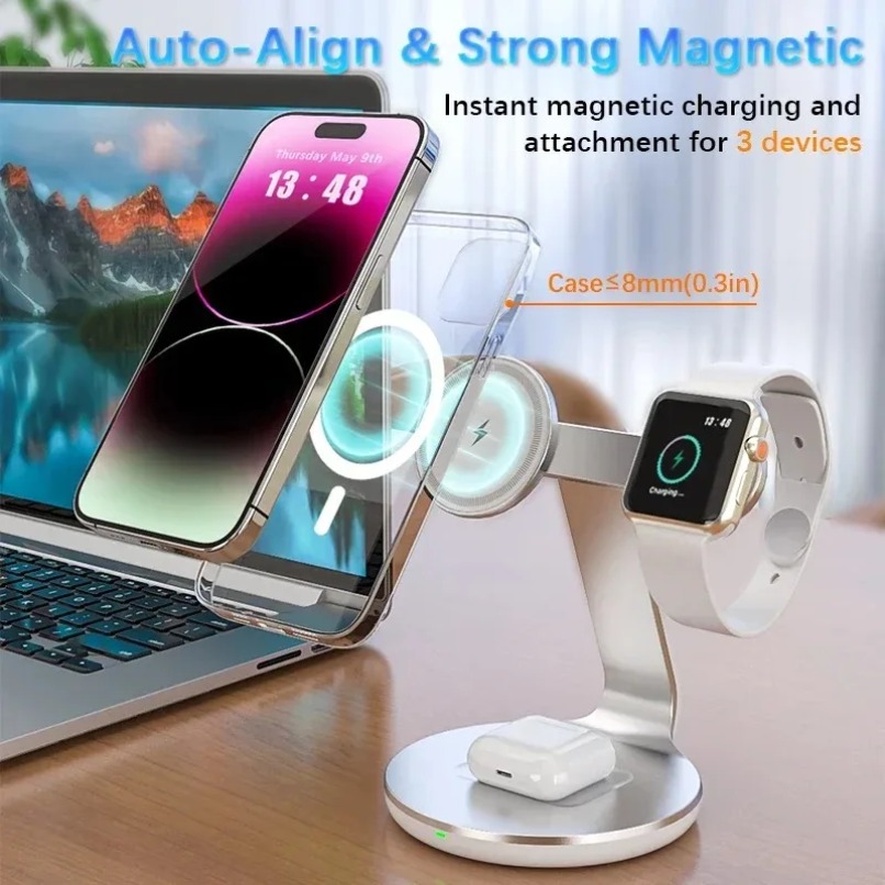 3 in 1 Wireless Charger Stand  - огляд і ціна Watch Charger Cable