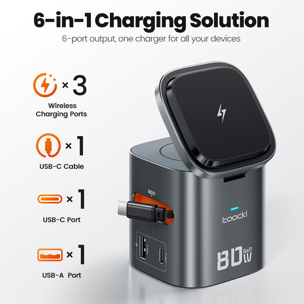 Toocki 80W 6-in-1 GaN Charging - огляд і ціна Watch Charger Cable