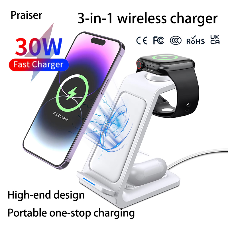 15W 3 in 1 Wireless Charger St - огляд і ціна Watch Charger Cable